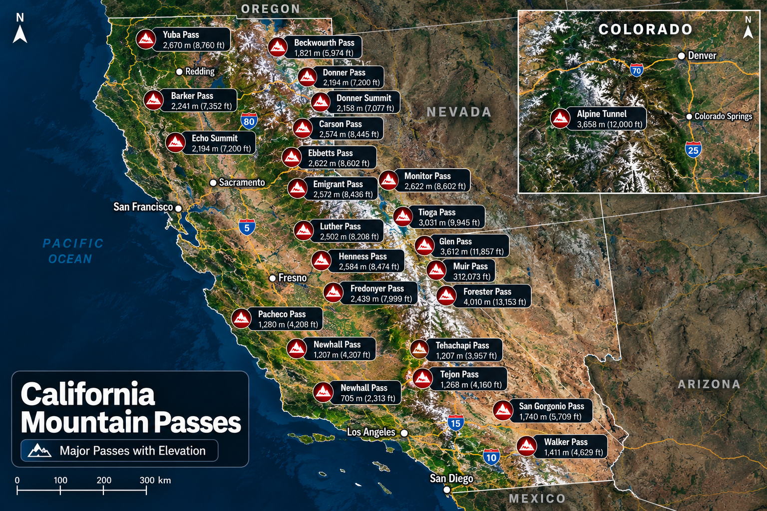 California (Sierra Nevada) Map
